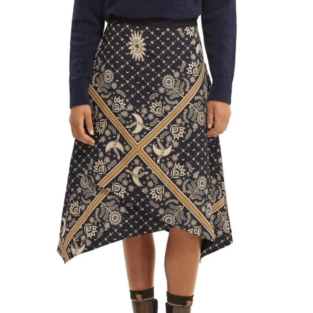 Scotch & Soda Double Layer Asymmetrical Printed Skirt XS paisley cream black